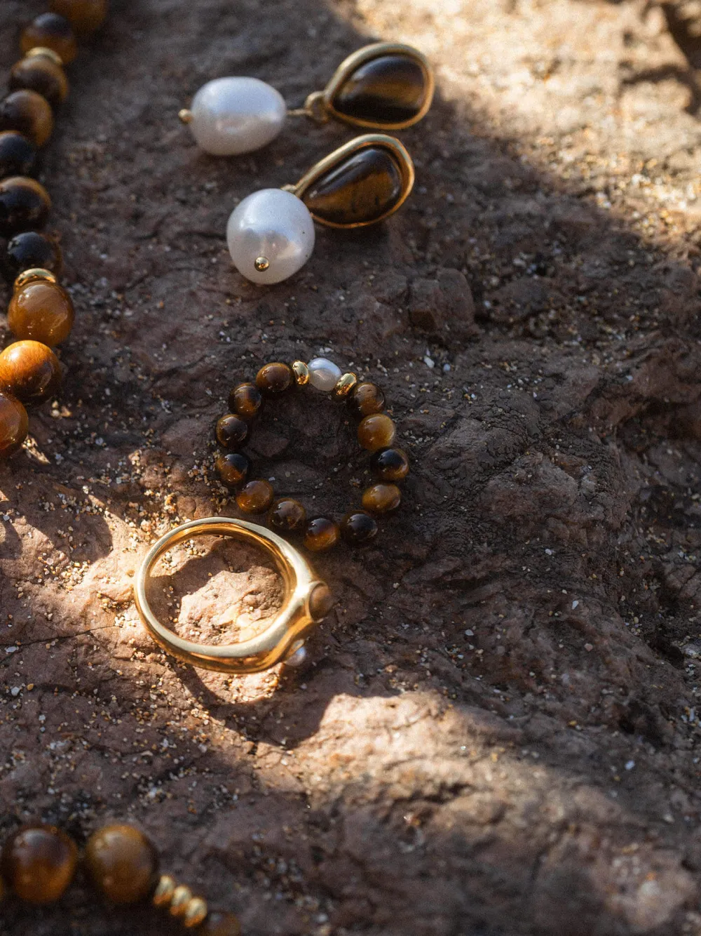 Fashion PURELEI Tiger's Eye Pearl Ohrringe