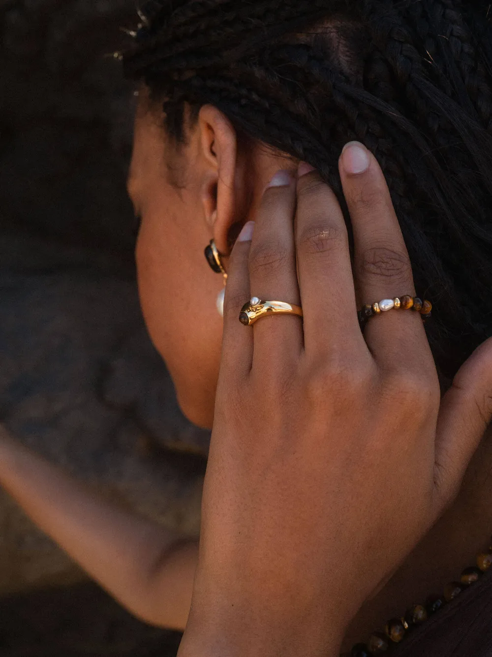 Cheap PURELEI Tiger‘s Eye Pearl Ring