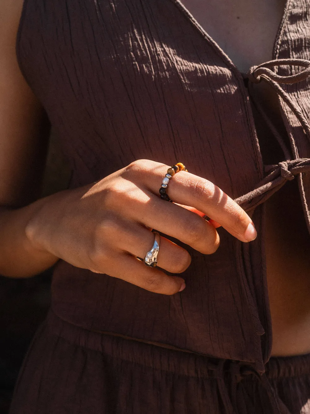 Cheap PURELEI Tiger‘s Eye Pearl Ring